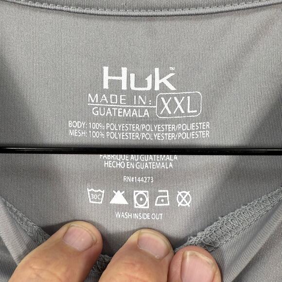Huk Performance Fabrics Fishing Shirt Men's XXL Gray Logo Graphic Outdoors - Picture 3 of 7